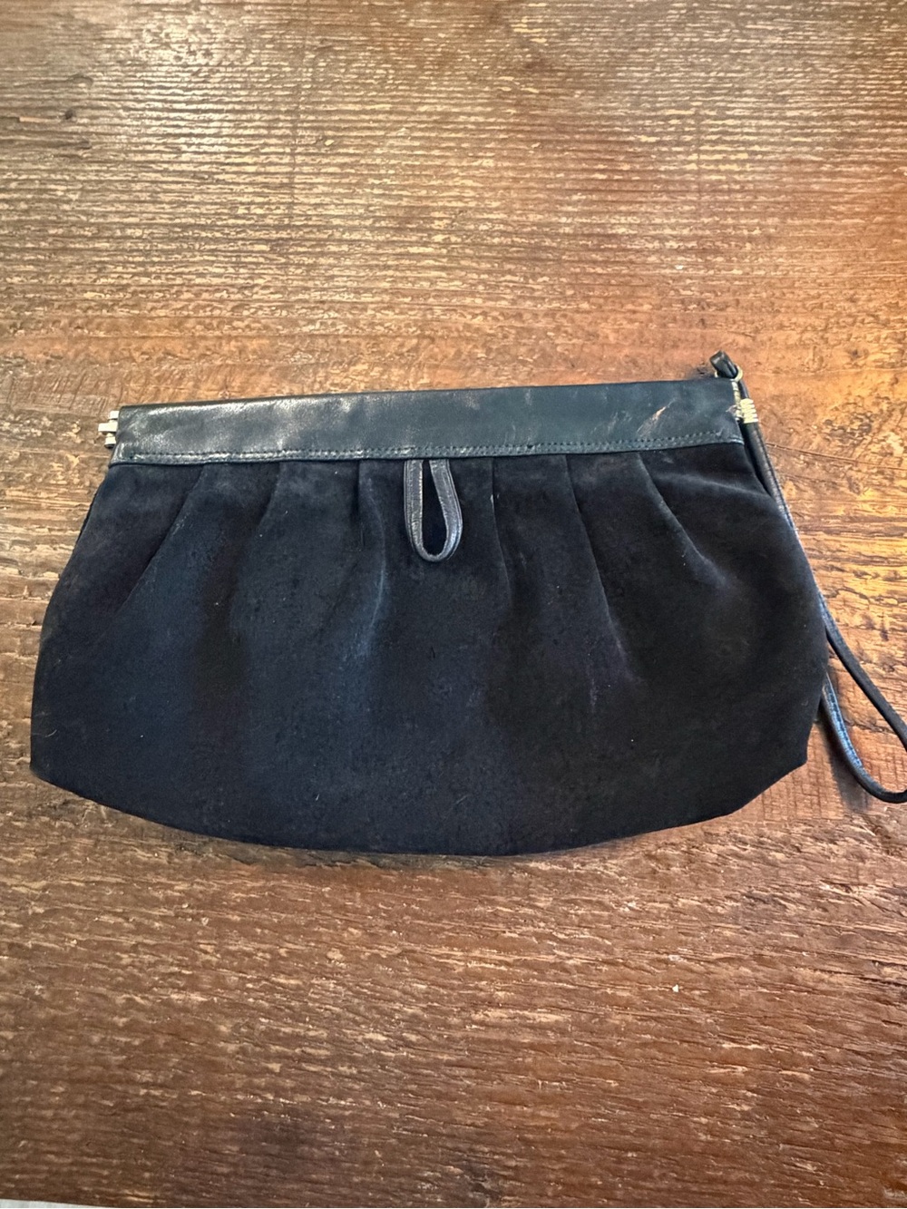 Philippi Black Suede Wristlet Clutch
